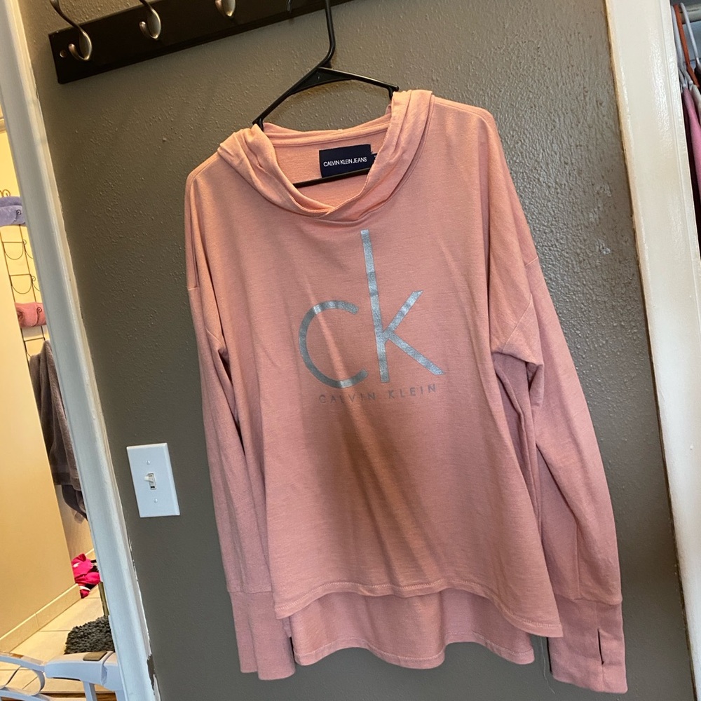 Calvin Klein Jeans Dusty Pink Hooded Logo Sweatshirt